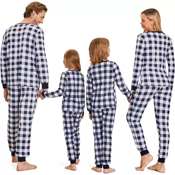 Ekouaer Matching Family Christmas Pajama Sets Womens Mens Kids Pjs Long Sleeve Sleepwear Holiday Lounge SetsKids Black Whitebuffalo Plaid