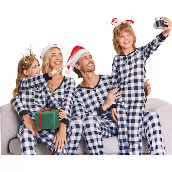 Ekouaer Matching Family Christmas Pajama Sets Womens Mens Kids Pjs Long Sleeve Sleepwear Holiday Lounge SetsKids Black Whitebuffalo Plaid