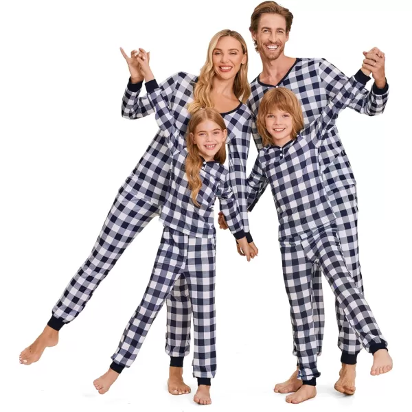 Ekouaer Matching Family Christmas Pajama Sets Womens Mens Kids Pjs Long Sleeve Sleepwear Holiday Lounge SetsKids Black Whitebuffalo Plaid