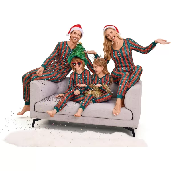 Ekouaer Matching Family Christmas Pajama Sets Womens Mens Kids Pjs Long Sleeve Sleepwear Holiday Lounge SetsKids Green Redbuffalo Plaid