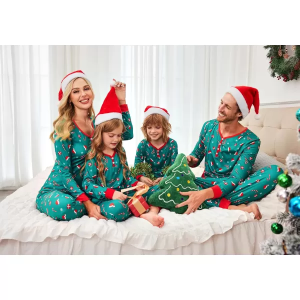 Ekouaer Matching Family Christmas Pajama Sets Womens Mens Kids Pjs Long Sleeve Sleepwear Holiday Lounge SetsKids Greenchristmas Hat