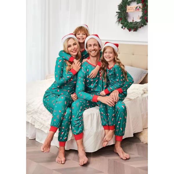 Ekouaer Matching Family Christmas Pajama Sets Womens Mens Kids Pjs Long Sleeve Sleepwear Holiday Lounge SetsKids Greenchristmas Hat