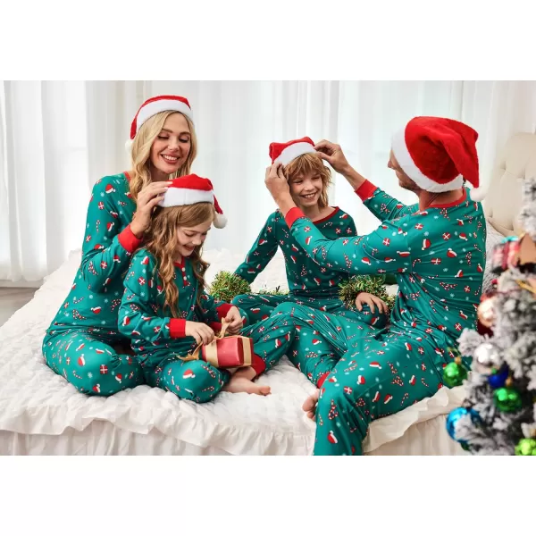 Ekouaer Matching Family Christmas Pajama Sets Womens Mens Kids Pjs Long Sleeve Sleepwear Holiday Lounge SetsKids Greenchristmas Hat