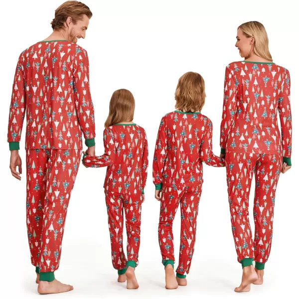 Ekouaer Matching Family Christmas Pajama Sets Womens Mens Kids Pjs Long Sleeve Sleepwear Holiday Lounge SetsKids Redchristmas Tree