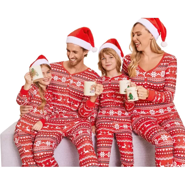 Ekouaer Matching Family Christmas Pajama Sets Womens Mens Kids Pjs Long Sleeve Sleepwear Holiday Lounge SetsKids Redsnowflake