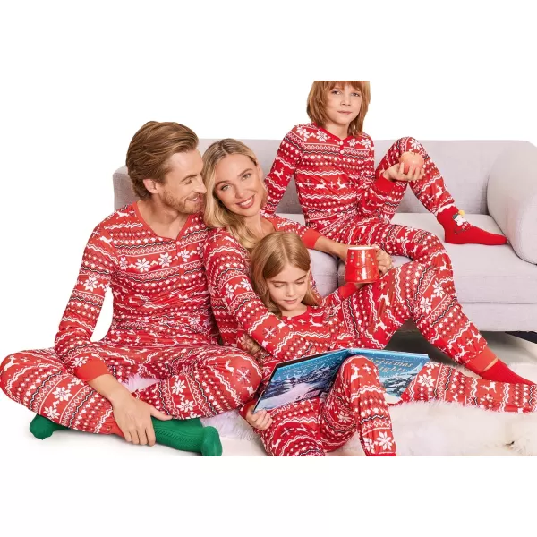 Ekouaer Matching Family Christmas Pajama Sets Womens Mens Kids Pjs Long Sleeve Sleepwear Holiday Lounge SetsKids Redsnowflake