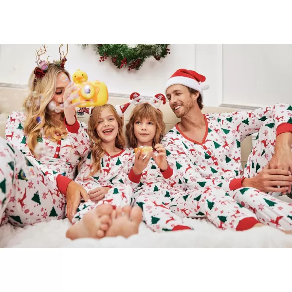 Ekouaer Matching Family Christmas Pajama Sets Womens Mens Kids Pjs Long Sleeve Sleepwear Holiday Lounge SetsKids Whitechristmas Deer