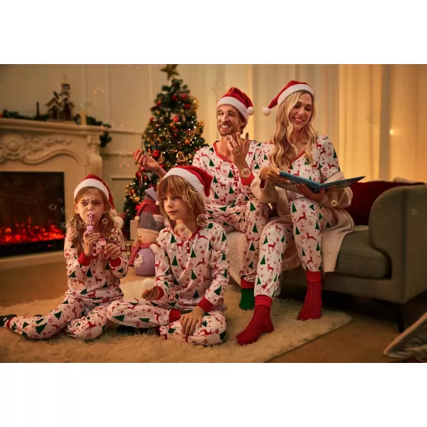 Ekouaer Matching Family Christmas Pajama Sets Womens Mens Kids Pjs Long Sleeve Sleepwear Holiday Lounge SetsKids Whitechristmas Deer