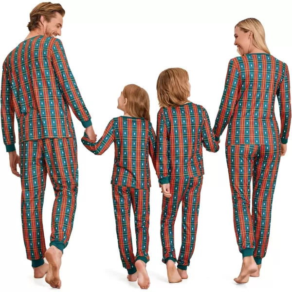 Ekouaer Matching Family Christmas Pajama Sets Womens Mens Kids Pjs Long Sleeve Sleepwear Holiday Lounge SetsMen Green Redbuffalo Plaid