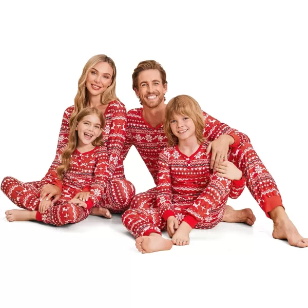 Ekouaer Matching Family Christmas Pajama Sets Womens Mens Kids Pjs Long Sleeve Sleepwear Holiday Lounge SetsMen Redsnowflake