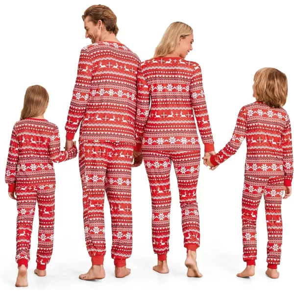 Ekouaer Matching Family Christmas Pajama Sets Womens Mens Kids Pjs Long Sleeve Sleepwear Holiday Lounge SetsMen Redsnowflake