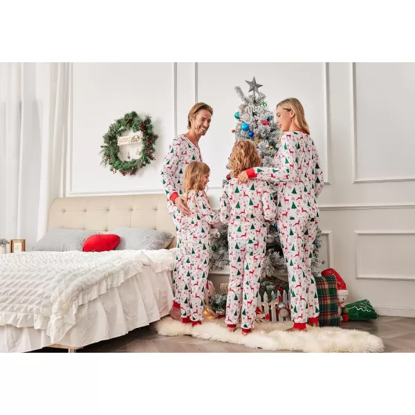 Ekouaer Matching Family Christmas Pajama Sets Womens Mens Kids Pjs Long Sleeve Sleepwear Holiday Lounge SetsWomen Whitechristmas Deer