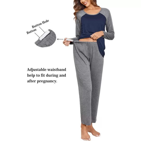 Ekouaer Maternity Pajama Sets Breastfeeding Sleepwear Double Layer Top  Bottom Pregnancy Pjs Nursing SetLight Grey Textile