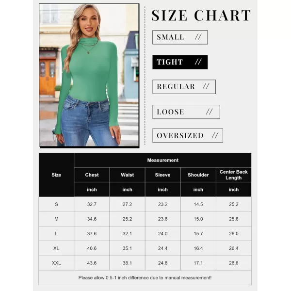 Ekouaer Turtleneck Shirt Women Long Sleeve Mock Neck Slim Fit Tops Thermal Base Layer Soft Lightweight Stretch UndershirtsGreen