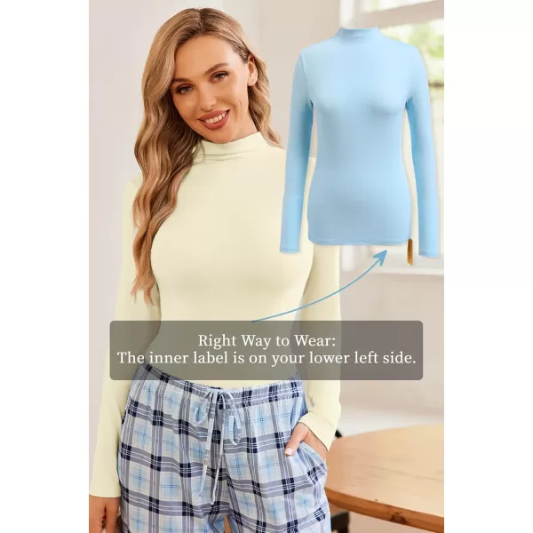 Ekouaer Turtleneck Shirt Women Long Sleeve Mock Neck Slim Fit Tops Thermal Base Layer Soft Lightweight Stretch UndershirtsLight Khaki