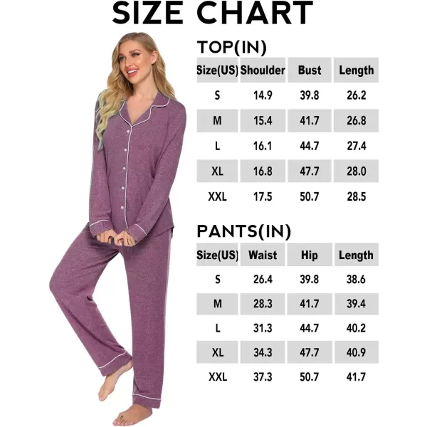 Ekouaer Womens Pajamas Long Sleeve Sleepwear Casual Button Down Loungewear Soft Pjs Set SXXLCherry Red