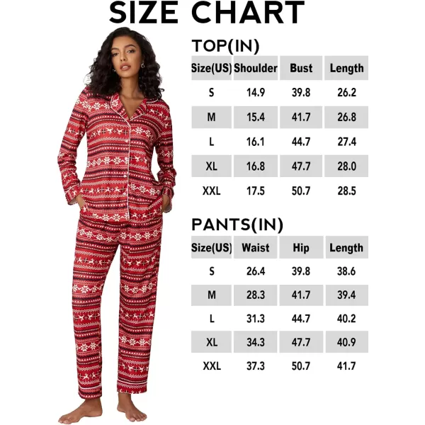 Ekouaer Womens Pajamas Long Sleeve Sleepwear Casual Button Down Loungewear Soft Pjs Set SXXLChristmas Pattern