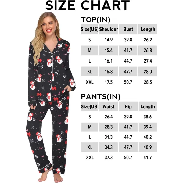 Ekouaer Womens Pajamas Long Sleeve Sleepwear Casual Button Down Loungewear Soft Pjs Set SXXLChristmas Pattern2