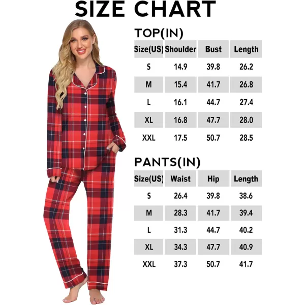 Ekouaer Womens Pajamas Long Sleeve Sleepwear Casual Button Down Loungewear Soft Pjs Set SXXLChristmas Plaid