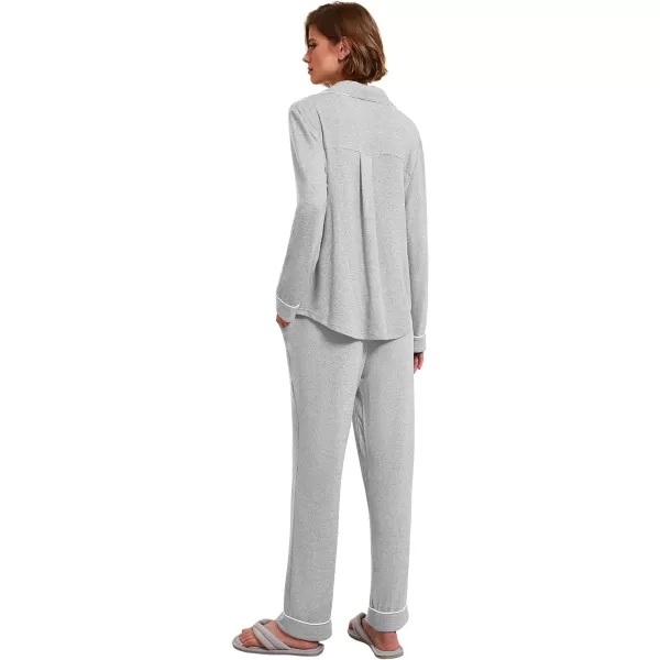 Ekouaer Womens Pajamas Long Sleeve Sleepwear Casual Button Down Loungewear Soft Pjs Set SXXLLight Grey