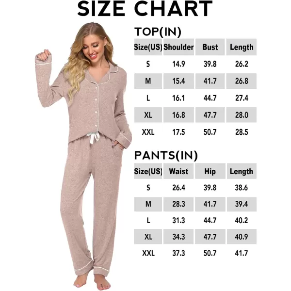 Ekouaer Womens Pajamas Long Sleeve Sleepwear Casual Button Down Loungewear Soft Pjs Set SXXLLight Pink