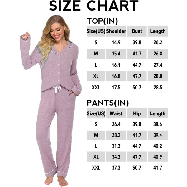 Ekouaer Womens Pajamas Long Sleeve Sleepwear Casual Button Down Loungewear Soft Pjs Set SXXLPink