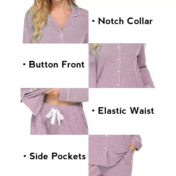 Ekouaer Womens Pajamas Long Sleeve Sleepwear Casual Button Down Loungewear Soft Pjs Set SXXLPink