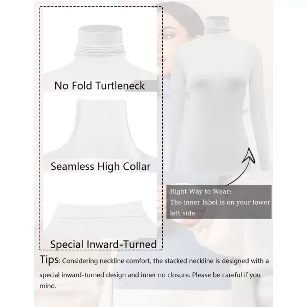 Ekouaer Womens Turtleneck Long Sleeve Shirts Slim Fit Thermal Underwear Tops Lightweight Pullover TeesBlackWhite