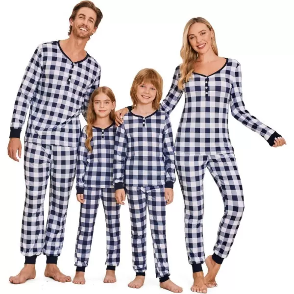 Ekouaer Matching Family Christmas Pajama Sets Womens Mens Kids Pjs Long Sleeve Sleepwear Holiday Lounge SetsKids Black Whitebuffalo Plaid