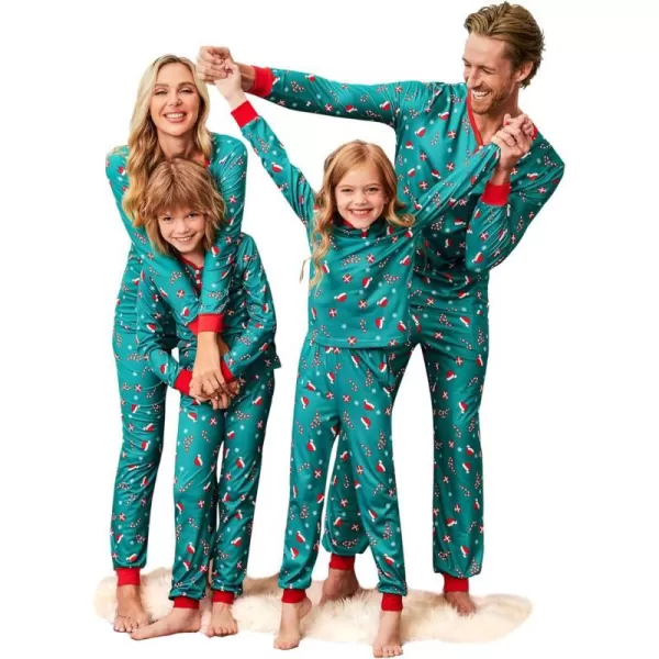 Ekouaer Matching Family Christmas Pajama Sets Womens Mens Kids Pjs Long Sleeve Sleepwear Holiday Lounge SetsKids Greenchristmas Hat