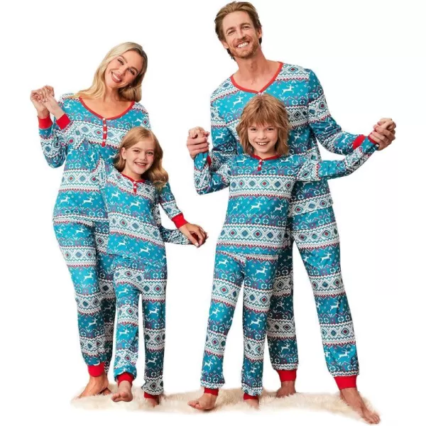 Ekouaer Matching Family Christmas Pajama Sets Womens Mens Kids Pjs Long Sleeve Sleepwear Holiday Lounge SetsKids Greenchristmas Print