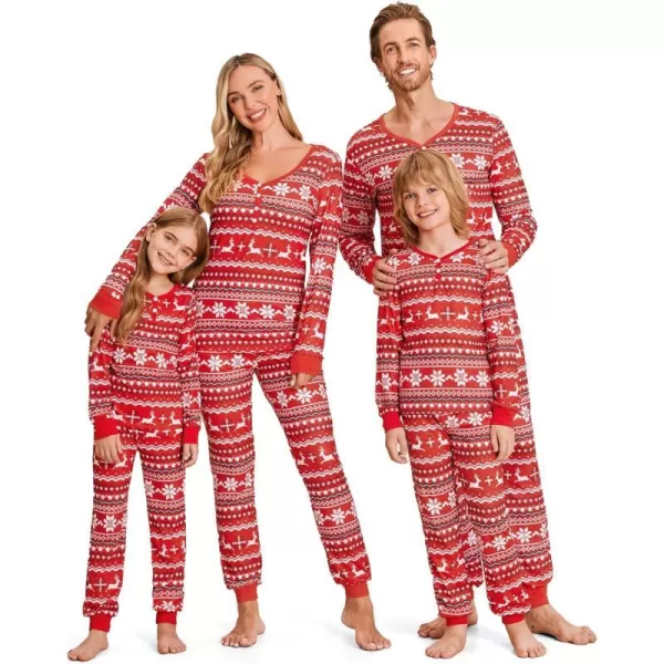 Ekouaer Matching Family Christmas Pajama Sets Womens Mens Kids Pjs Long Sleeve Sleepwear Holiday Lounge SetsKids Redsnowflake