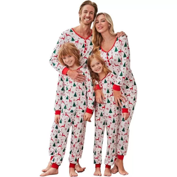 Ekouaer Matching Family Christmas Pajama Sets Womens Mens Kids Pjs Long Sleeve Sleepwear Holiday Lounge SetsKids Whitechristmas Deer