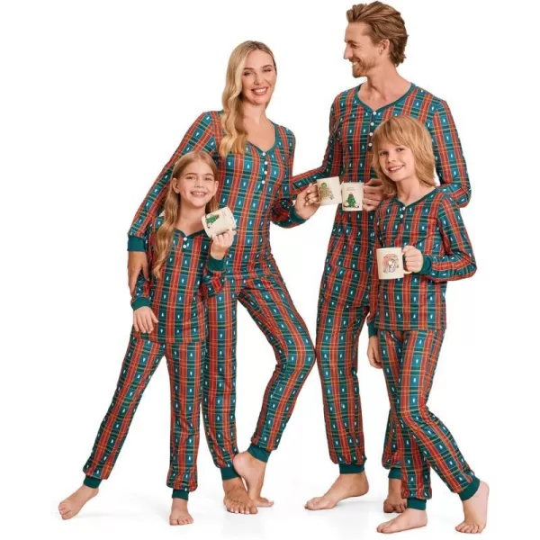 Ekouaer Matching Family Christmas Pajama Sets Womens Mens Kids Pjs Long Sleeve Sleepwear Holiday Lounge SetsMen Green Redbuffalo Plaid