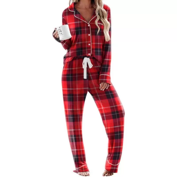 Ekouaer Womens Pajamas Long Sleeve Sleepwear Casual Button Down Loungewear Soft Pjs Set SXXLChristmas Plaid