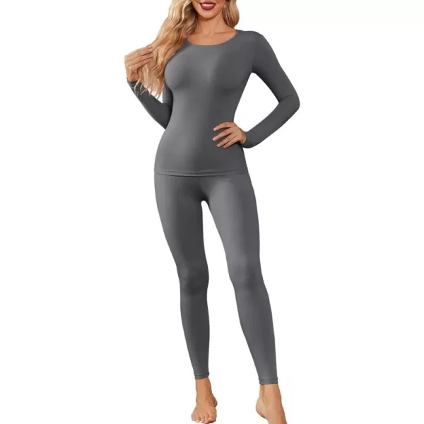 Ekouaer Womens Thermal Underwear Sets Long Johns Long Sleeve Base Layer Pajama Top and Leggings Set Cold Weather SXXLGrey