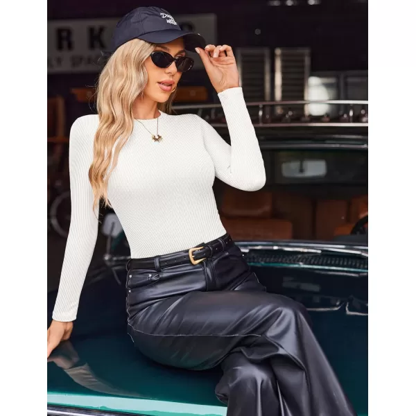 Ekouaer Womens Long Sleeve Shirts 3 Packs Crew Neck Stretchy Fitted Tops Ribbed Base Layer Soft Thermal Undershirts TeeBlack  White  Light Gray 3pcs