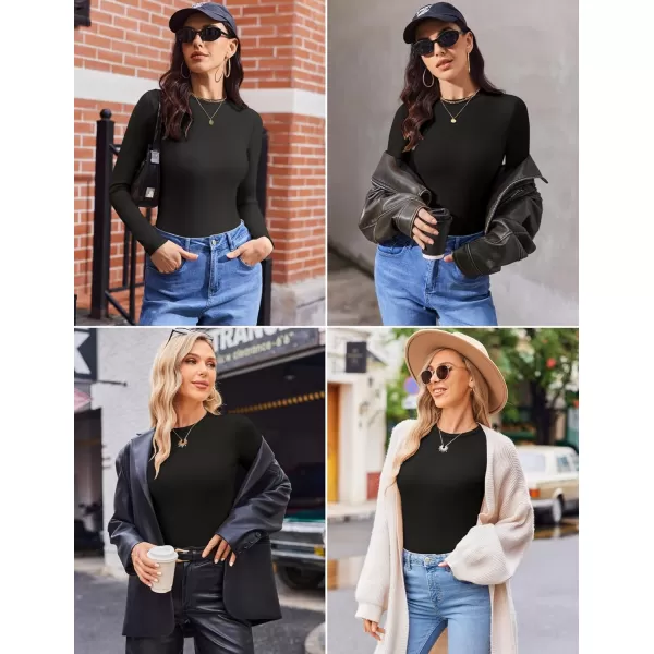 Ekouaer Womens Long Sleeve Shirts 3 Packs Crew Neck Stretchy Fitted Tops Ribbed Base Layer Soft Thermal Undershirts TeeBlack  White  Light Gray 3pcs