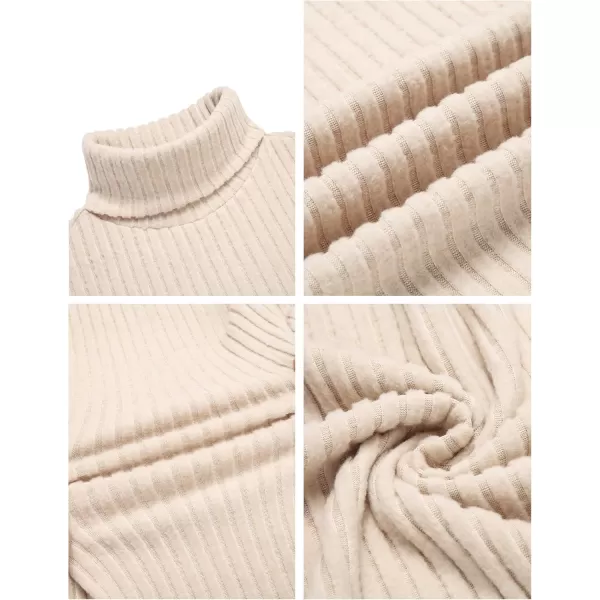 Ekouaer Men Turtleneck Shirts Lightweight Long Sleeve T Shirt Ribbed Thermal Tops Baselayer Pullover SXXLBeige