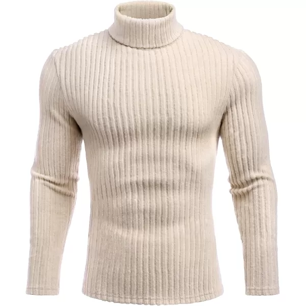 Ekouaer Men Turtleneck Shirts Lightweight Long Sleeve T Shirt Ribbed Thermal Tops Baselayer Pullover SXXLBeige