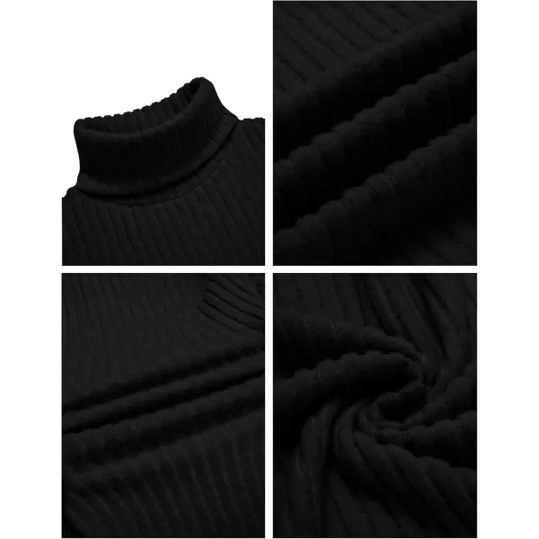 Ekouaer Men Turtleneck Shirts Lightweight Long Sleeve T Shirt Ribbed Thermal Tops Baselayer Pullover SXXLBlack