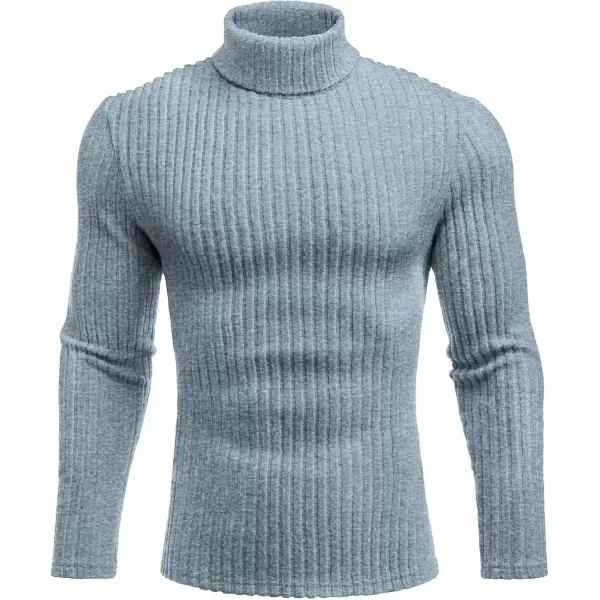 Ekouaer Men Turtleneck Shirts Lightweight Long Sleeve T Shirt Ribbed Thermal Tops Baselayer Pullover SXXLBlue