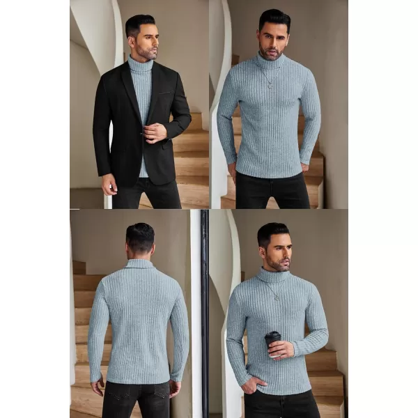 Ekouaer Men Turtleneck Shirts Lightweight Long Sleeve T Shirt Ribbed Thermal Tops Baselayer Pullover SXXLBlue