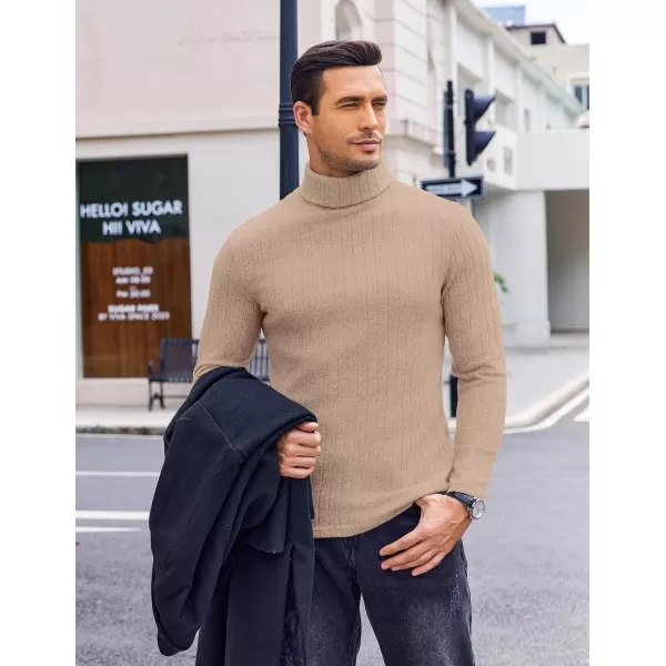 Ekouaer Men Turtleneck Shirts Lightweight Long Sleeve T Shirt Ribbed Thermal Tops Baselayer Pullover SXXLCream Ribbed