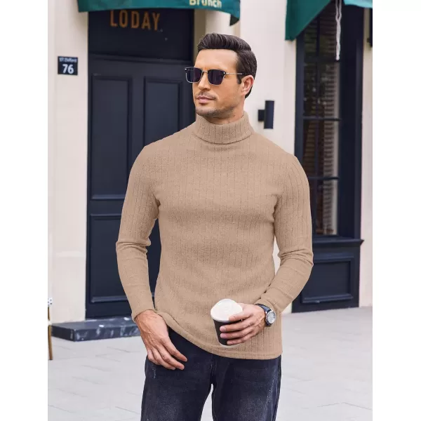 Ekouaer Men Turtleneck Shirts Lightweight Long Sleeve T Shirt Ribbed Thermal Tops Baselayer Pullover SXXLCream Ribbed