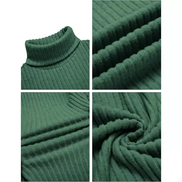 Ekouaer Men Turtleneck Shirts Lightweight Long Sleeve T Shirt Ribbed Thermal Tops Baselayer Pullover SXXLGreen