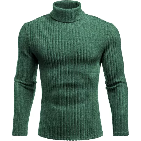 Ekouaer Men Turtleneck Shirts Lightweight Long Sleeve T Shirt Ribbed Thermal Tops Baselayer Pullover SXXLGreen