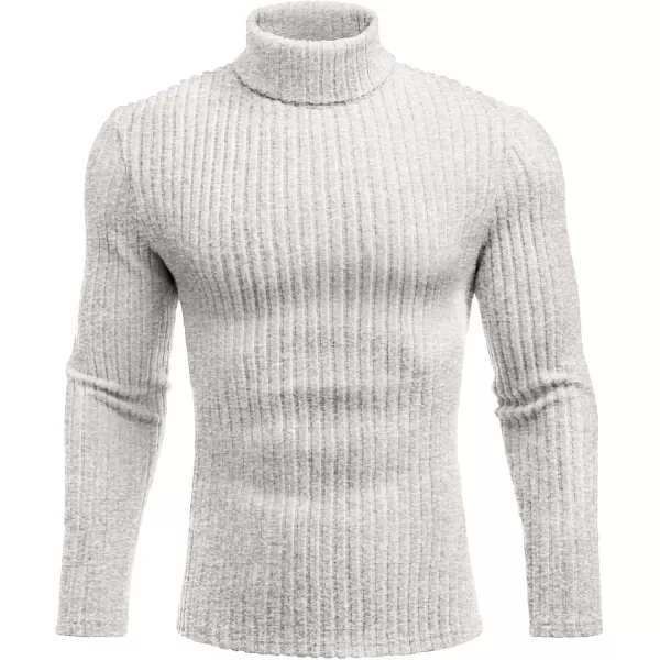 Ekouaer Men Turtleneck Shirts Lightweight Long Sleeve T Shirt Ribbed Thermal Tops Baselayer Pullover SXXLGrey