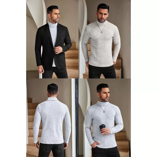 Ekouaer Men Turtleneck Shirts Lightweight Long Sleeve T Shirt Ribbed Thermal Tops Baselayer Pullover SXXLGrey