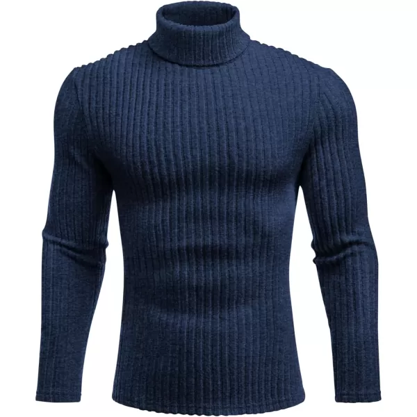 Ekouaer Men Turtleneck Shirts Lightweight Long Sleeve T Shirt Ribbed Thermal Tops Baselayer Pullover SXXLNavy Blue